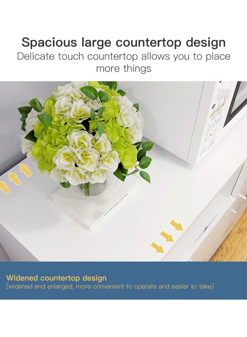 دولاب جانبي للتخزين في المطبخ من شاربدو زاوية قهوة عصرية بسيطة متعددة الوظائف مع درج واحد و3 رفوف قابلة للتعديل مناسبة للمطبخ وغرفة المعيشة الطعام أبيض - Image 4